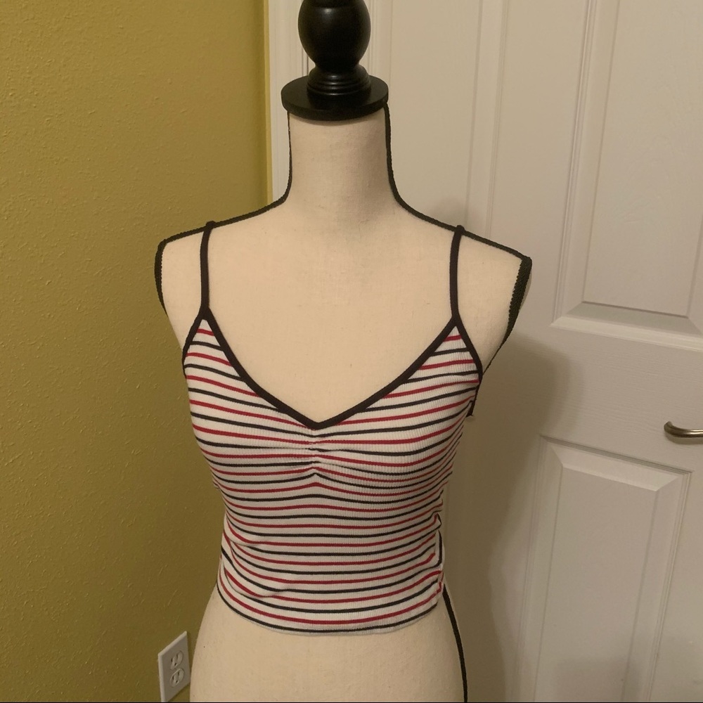Red White and Blue Striped Crop Tank Top (M)